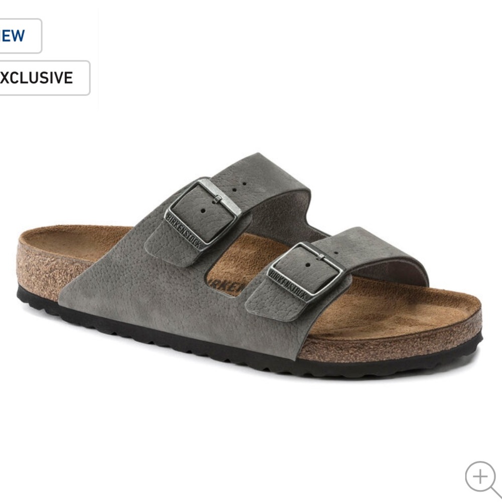 Gray Leather Birkenstock Arizona Sandals